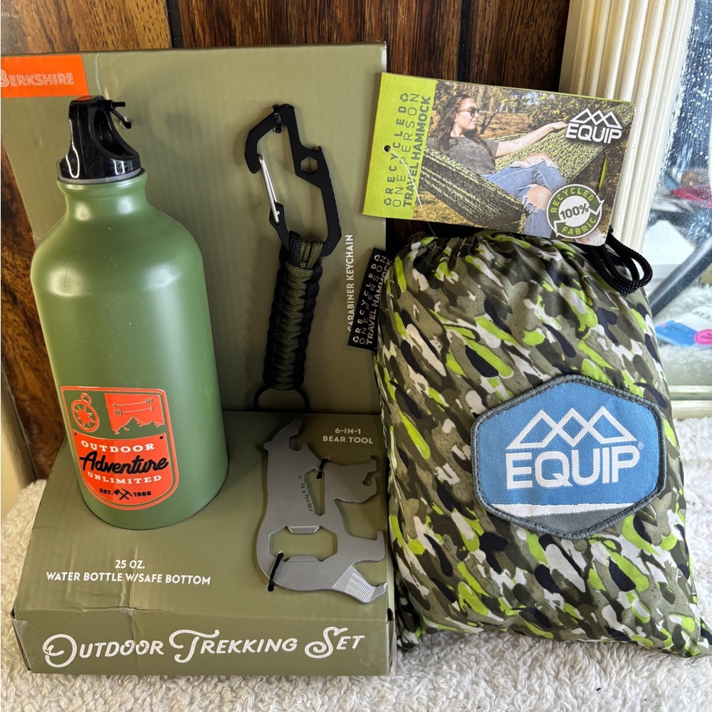 Bundle 1 Equip Outdoor Hammock and Berkshire Water Bottle, 6 inTool,Keychain New